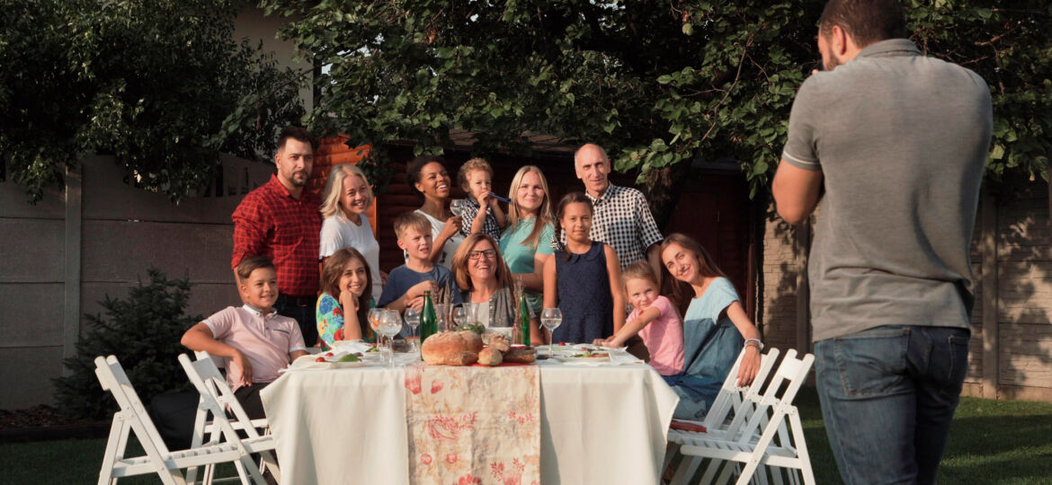 Family posing for photo